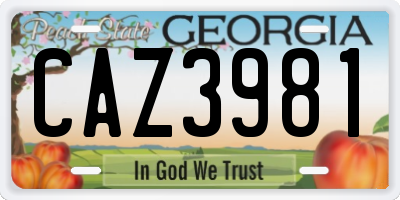 GA license plate CAZ3981