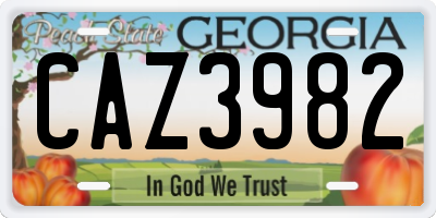 GA license plate CAZ3982