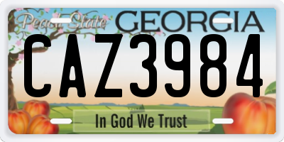 GA license plate CAZ3984
