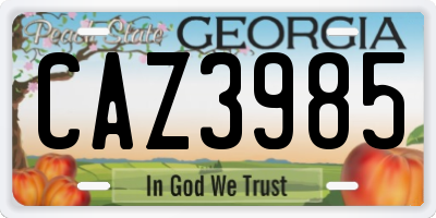 GA license plate CAZ3985