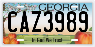 GA license plate CAZ3989