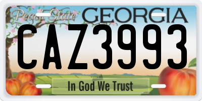 GA license plate CAZ3993