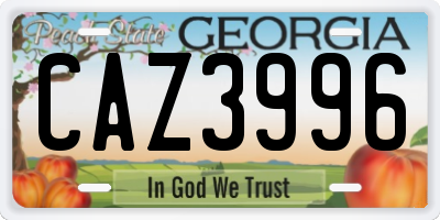 GA license plate CAZ3996