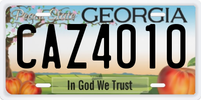 GA license plate CAZ4010