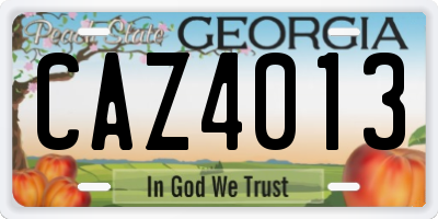 GA license plate CAZ4013