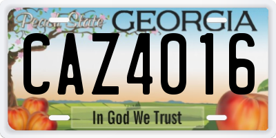 GA license plate CAZ4016
