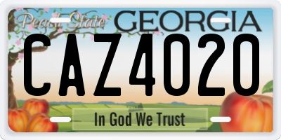 GA license plate CAZ4020