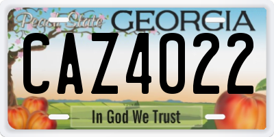 GA license plate CAZ4022
