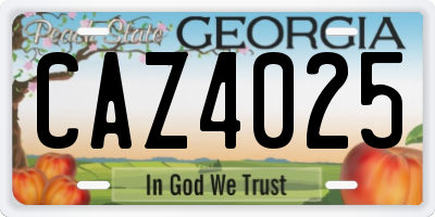 GA license plate CAZ4025