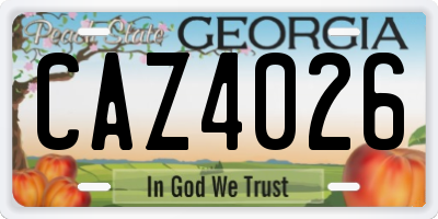 GA license plate CAZ4026