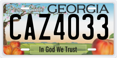 GA license plate CAZ4033