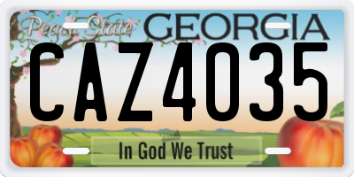 GA license plate CAZ4035