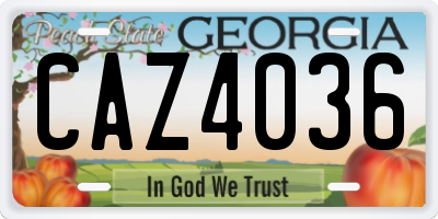 GA license plate CAZ4036