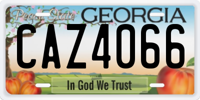 GA license plate CAZ4066