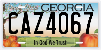 GA license plate CAZ4067