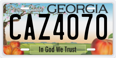 GA license plate CAZ4070