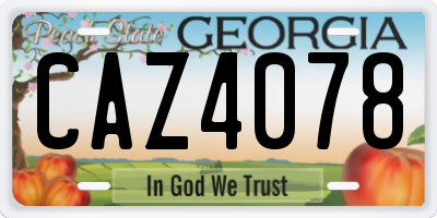 GA license plate CAZ4078