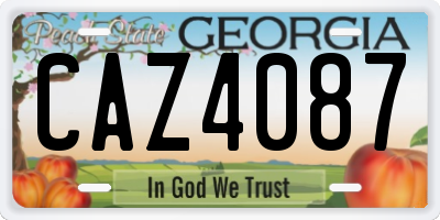 GA license plate CAZ4087