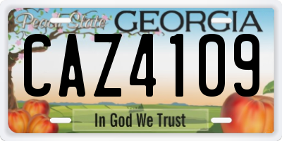 GA license plate CAZ4109