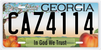 GA license plate CAZ4114