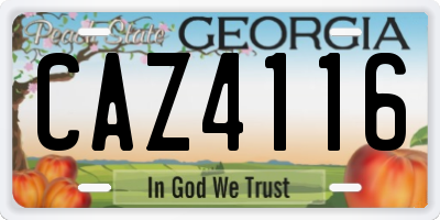 GA license plate CAZ4116