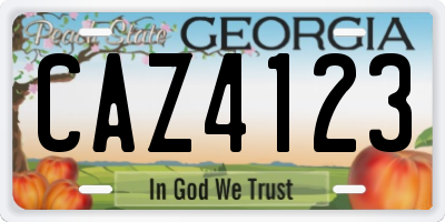GA license plate CAZ4123
