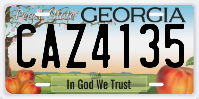 GA license plate CAZ4135