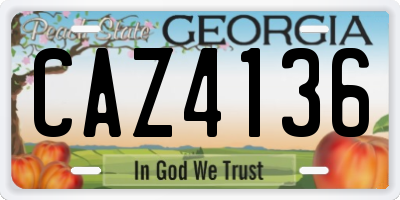 GA license plate CAZ4136