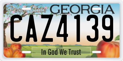 GA license plate CAZ4139