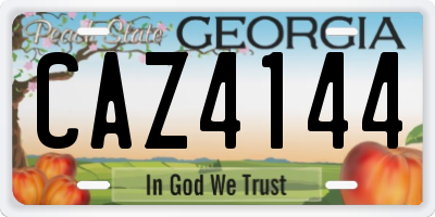 GA license plate CAZ4144