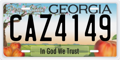 GA license plate CAZ4149