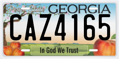 GA license plate CAZ4165