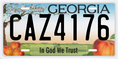 GA license plate CAZ4176