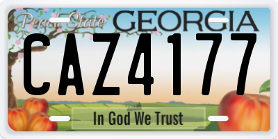 GA license plate CAZ4177