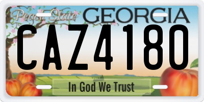 GA license plate CAZ4180