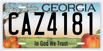 GA license plate CAZ4181