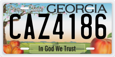GA license plate CAZ4186