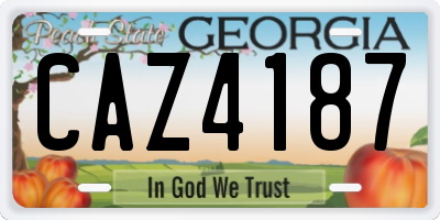 GA license plate CAZ4187