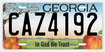 GA license plate CAZ4192