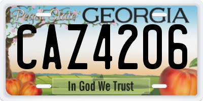 GA license plate CAZ4206