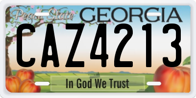 GA license plate CAZ4213