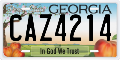 GA license plate CAZ4214