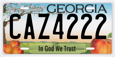 GA license plate CAZ4222