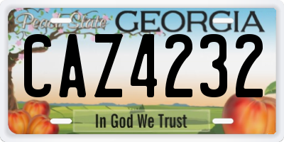 GA license plate CAZ4232
