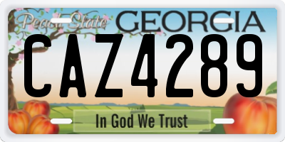 GA license plate CAZ4289