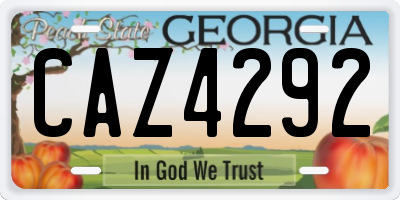 GA license plate CAZ4292
