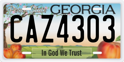 GA license plate CAZ4303