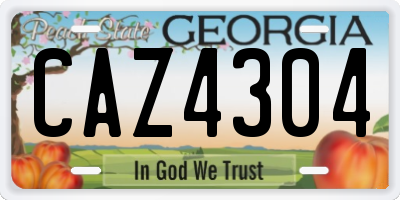 GA license plate CAZ4304