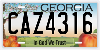 GA license plate CAZ4316
