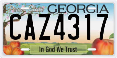 GA license plate CAZ4317